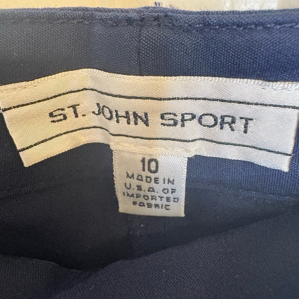 St. John Sport Navy Straight Leg Pants Classic Tailored Stretch Workwear 10 - Picture 5 of 6